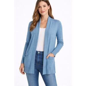 Spense Light Blue Open Front Long Sleeve Cardigan Size L
